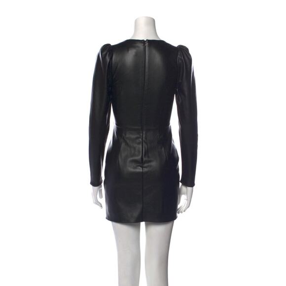 Ronny Kobo Collection black faux leather cutout long sleeve mini dress large NEW - Picture 6 of 11